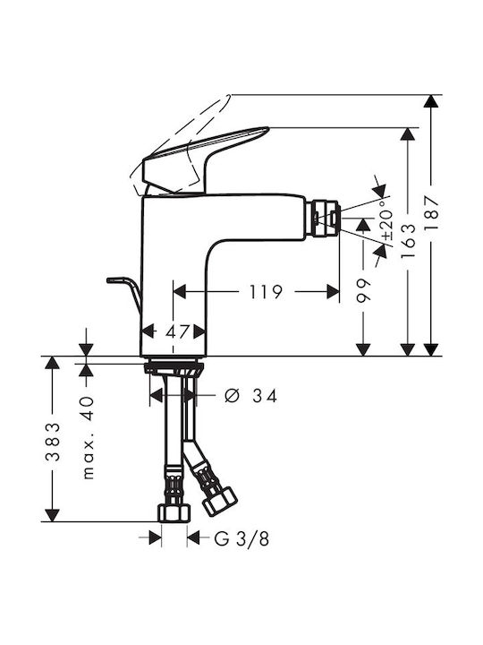 Hansgrohe Μπαταρία Μπιντέ Ασημί