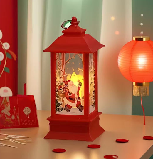 Crăciun Plastic Lampion Roșu Baterie 12.5x5.3cm.