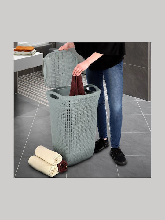 Curver Knit Laundry Basket Plastic with Cap 45x34x61cm Blue