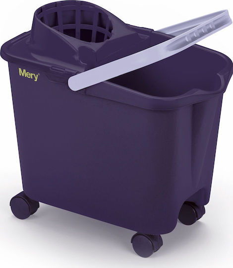 Rayen Mop Bucket with Squeezer and Wheels Plastic Capacity 14lt Purple
