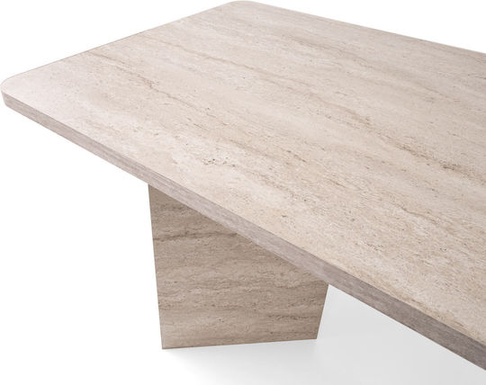 Loft Tisch Speisesaal Holz Travertine Beige 180x90x77cm