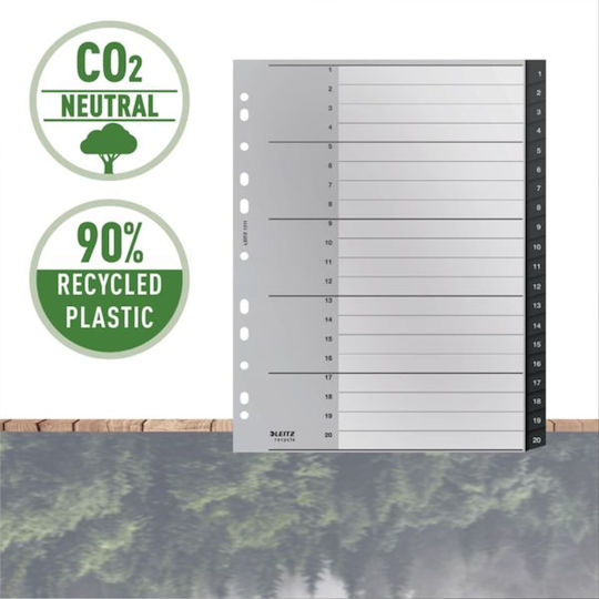 Divizoare Pp Leitz Recycle A4 Maxi 1-20 Negre