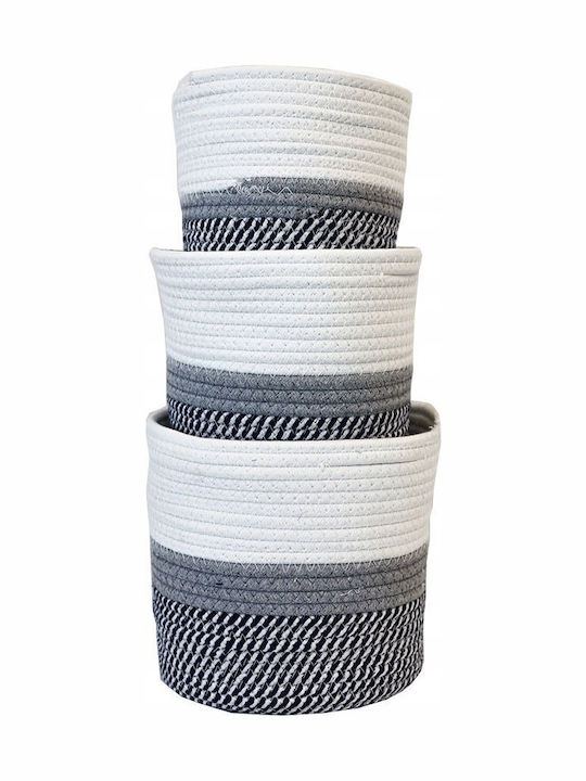 Mulex Set dekorative Körbe Gray Gestrickte Baumwolle 3Stück