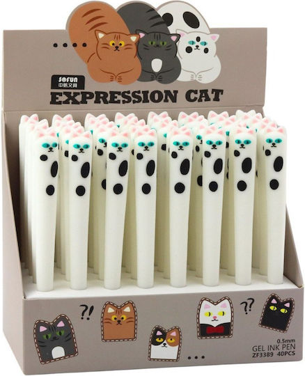 Blue Cat Gel Pen White Cap Patch 16.5cm Lean