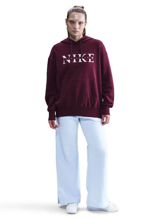 Lang Damen Sweatshirt Kapuzen Bordeaux