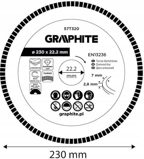 Graphite Δίσκος Κοπής Δομικών Υλικών 230mm