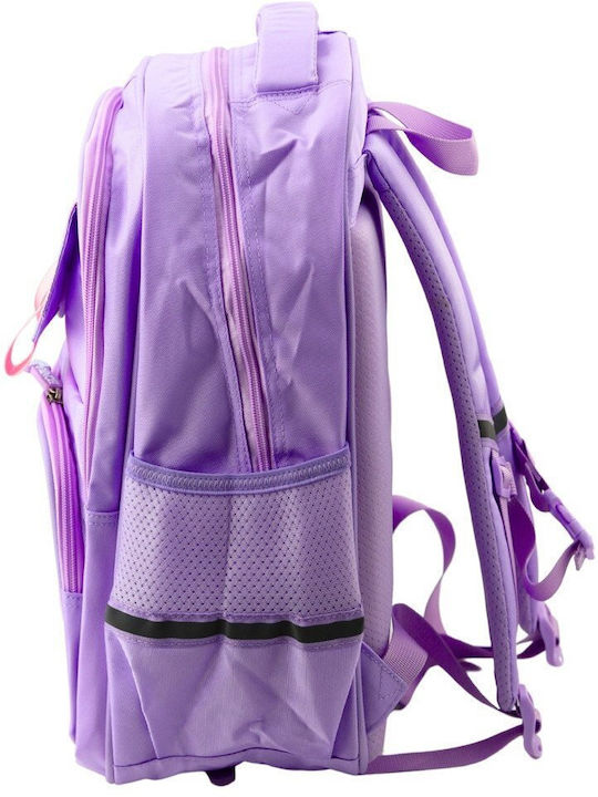 School Backpack White Cat Purple Chest Strap 20l