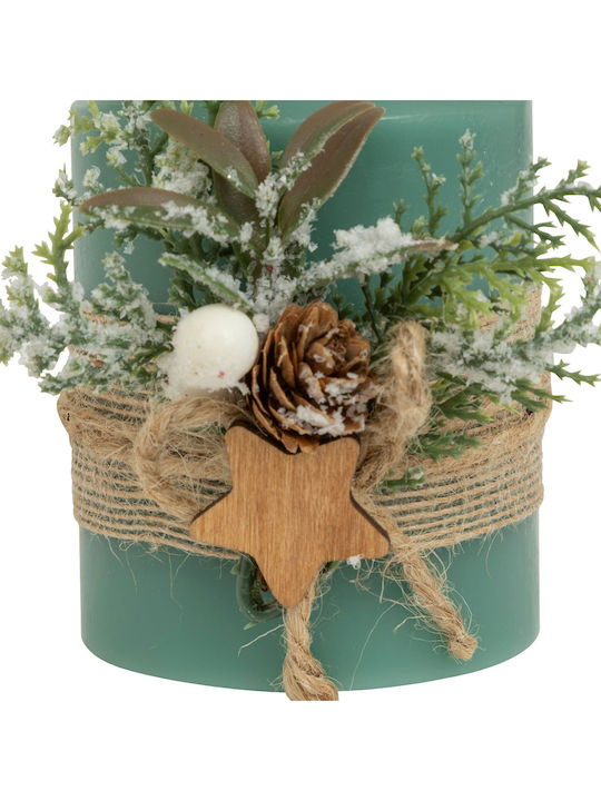 Christmas Plastic Green Battery Candle 12.5x7.5cm