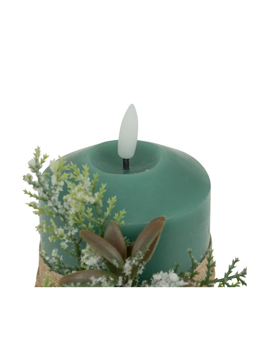 Christmas Plastic Green Battery Candle 12.5x7.5cm