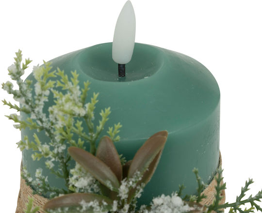 Christmas Plastic Green Battery Candle 12.5x7.5cm