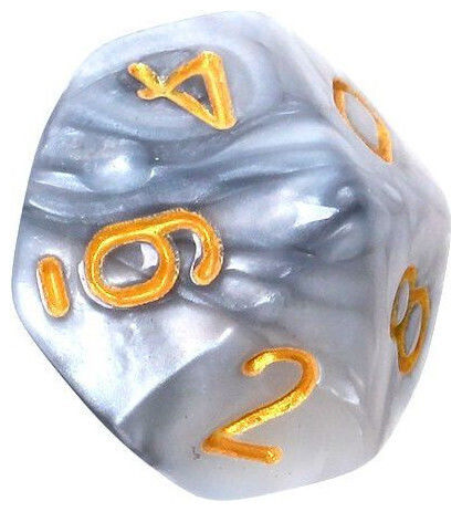 Rebel RPG Dice Set Two-Tone Steel-White Gold Numbers