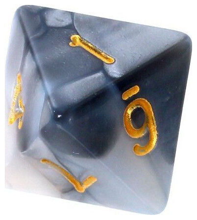 Rebel RPG Dice Set Two-Tone Steel-White Gold Numbers