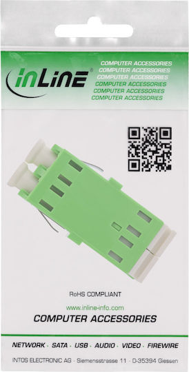 Inline Fiber Optic Coupler Duplex Lc Lc Singlemode Green Ceramic Sleeve