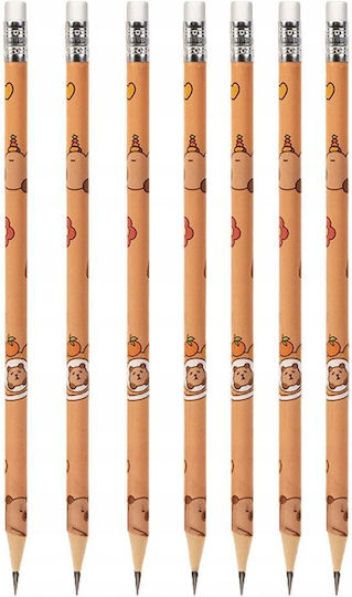 Set 30 HB Graphit Bleistifte mit Radiergummi Capybara In Tube