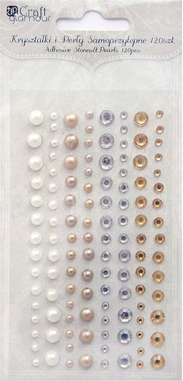 Dp Craft Self-adhesive Crystals Pearls 120 Pcs Nature Tones