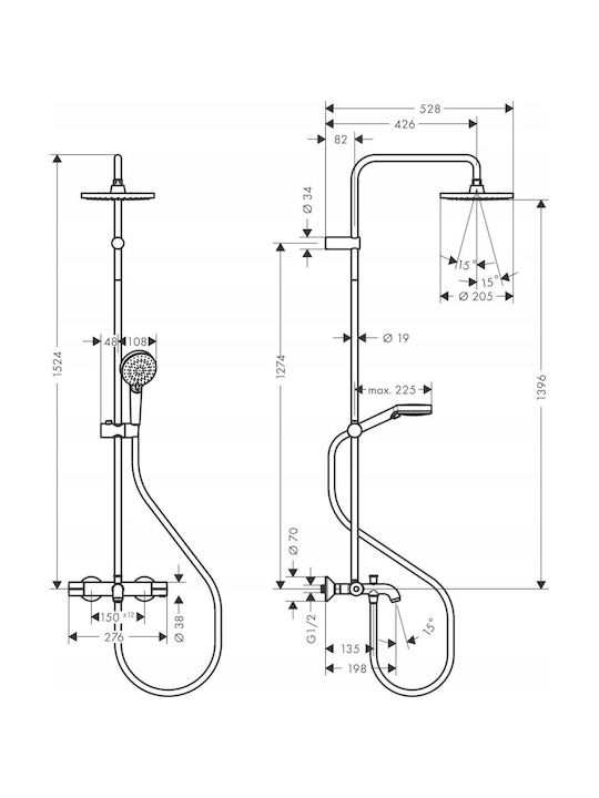 Hansgrohe Coloană de duș fără Baterie Argintiu