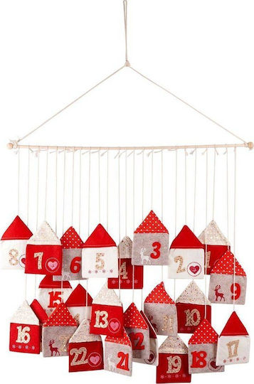Vilde Advent Calendar On A Stick Hanging Felt Red 70x60 Cm