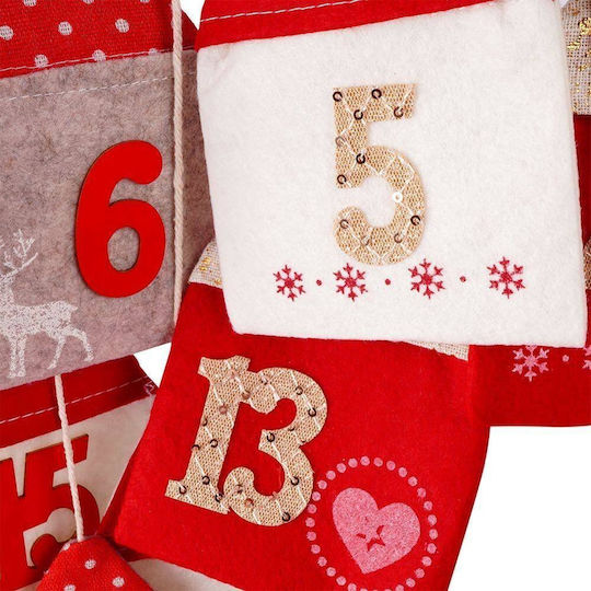 Vilde Advent Calendar On A Stick Hanging Felt Red 70x60 Cm