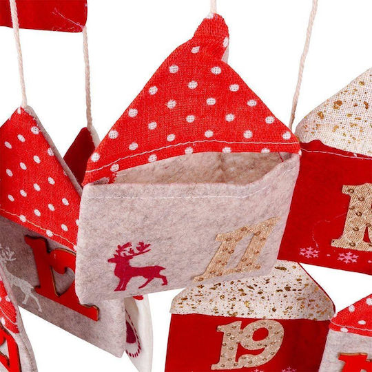 Vilde Advent Calendar On A Stick Hanging Felt Red 70x60 Cm