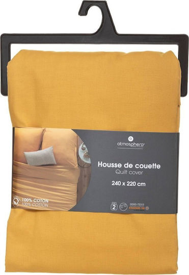 Atmosphera Cotton Duvet Cover Super King 240x220 Nordic Mustard