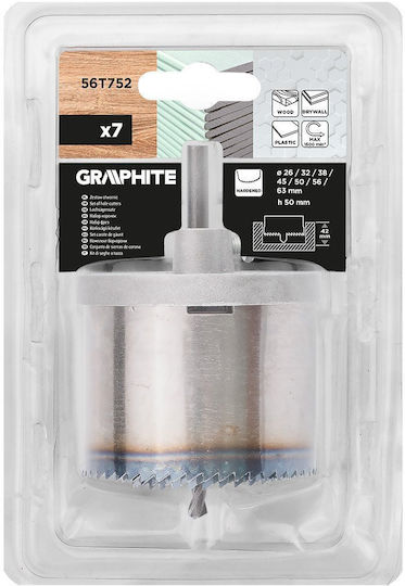 Graphite Σετ Ποτηροπρίονα Ξηρής Κοπής με Διάμετρο από 50mm έως 63mm για Ξύλο