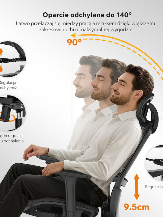 Stuhl Büro mit Armen Black SENSE7