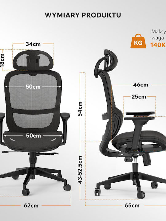 Stuhl Büro mit Armen Black SENSE7