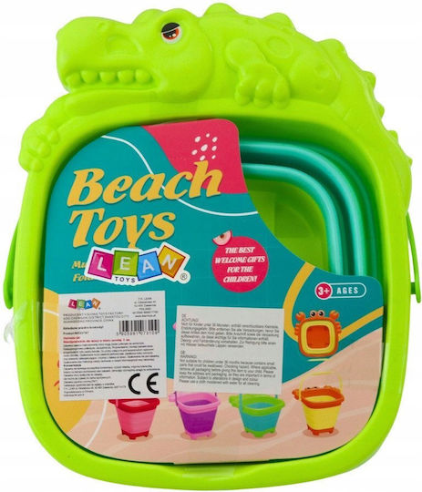 Foldable Silicone Bucket Crocodile Beach Green