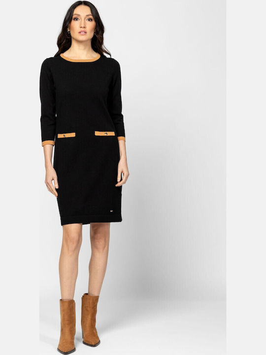 Mini Shirt Dress Knitted Black