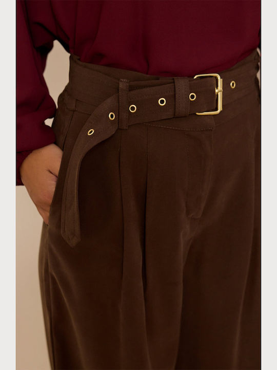 Damen Stoff Hose Brown