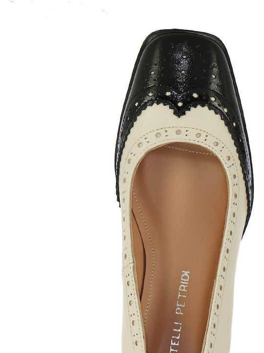 Leather Ecru Medium Heels