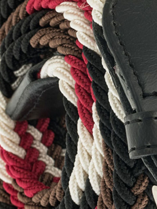 Wide Elastic Men's Belt from Artificial Leather Knitted Red