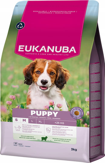 Eukanuba 3kg Ξηρά Τροφή Σκύλων Μικρόσωμων & Μεσαίων Φυλών με Αρνί και Ρύζι