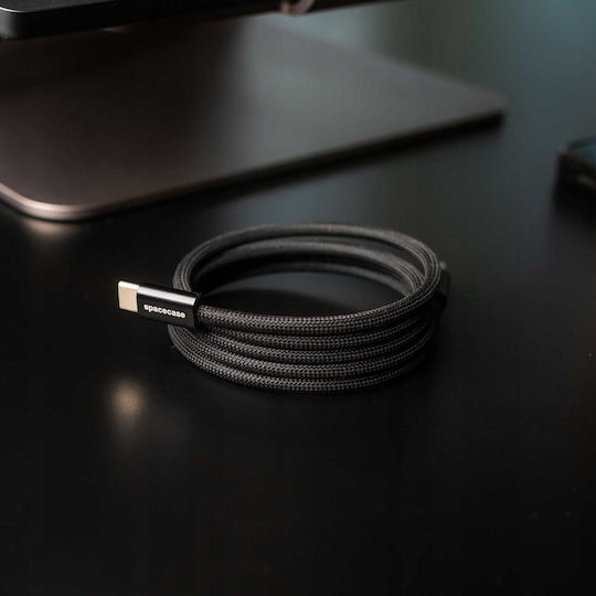 Spacecase Магнитен / Плетена USB 2.0 Кабел USB-C мъжки - USB-A мъжки 32W Черен 1м