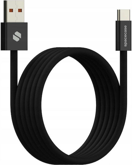 Spacecase Магнитен / Плетена USB 2.0 Кабел USB-C мъжки - USB-A мъжки 32W Черен 1м