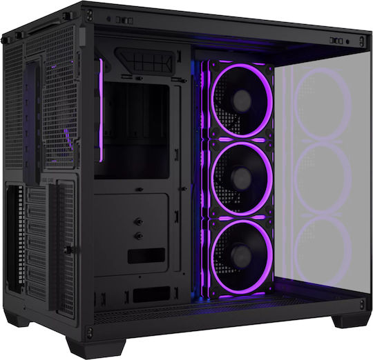 Asus A32 Plus Gaming Midi Tower Κουτί Υπολογιστή με Πλαϊνό Παράθυρο και ARGB Φωτισμό Μαύρο