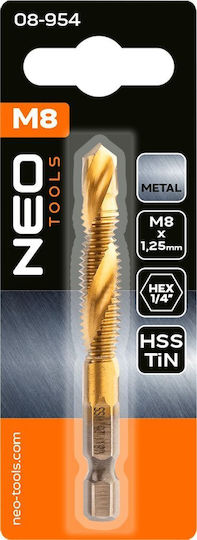 Κοχλιωτό Τρυπάνι Hss Tin M8x1,25 Mm Hex