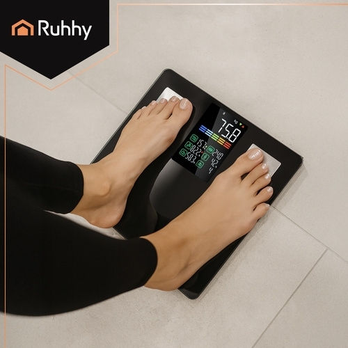 Ruhhy Smart Badezimmerwaage mit Bluetooth in Schwarz Farbe