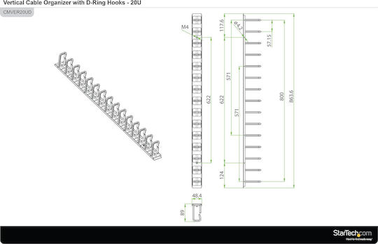 Αξεσουάρ Καμπίνες Rack Startech D-ring Hook Panel 3ft