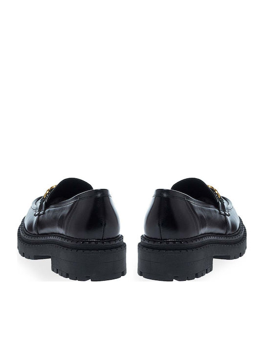 Leder Damen Mokassins in Schwarz Farbe