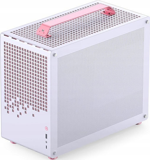 Jonsplus Z20 Gaming Mini Tower Κουτί Υπολογιστή με Πλαϊνό Παράθυρο White/Pink