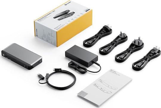Alogic Universal Dual 4K Dockin USB-C Docking Station with DisplayPort 4K PD Ethernet and Support for 2 Monitors Gray