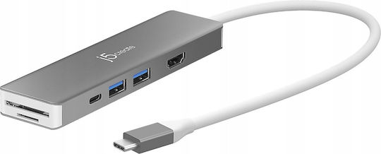 J5create JCD390 USB-C Docking Station με HDMI 4K PD Γκρι