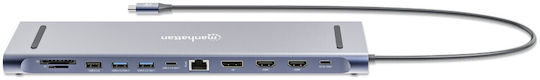 Manhattan USB-C Docking Station με HDMI/DisplayPort 4K PD Ethernet (190305)