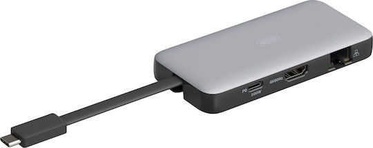 Digitus USB-C Docking Station με HDMI 4K PD Ethernet Γκρι (DA-70916)