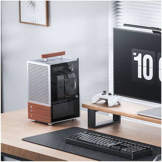 Jonsbo T6 Gaming Mini Tower Κουτί Υπολογιστή με Πλαϊνό Παράθυρο Ασημί