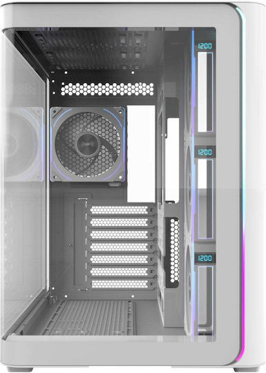 FSP/Fortron M580 Plus Gaming Midi Tower Computer Case with Side Window and RGB Lighting White