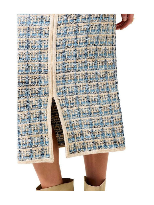 Midi Fustă Beige, Blue
