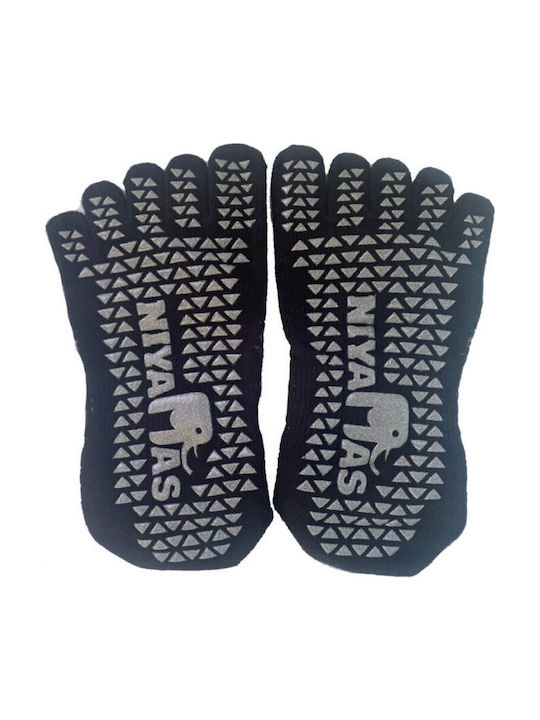 Niyamas Yoga/Pilates Socks Black 1 Pair with Shaped Toes