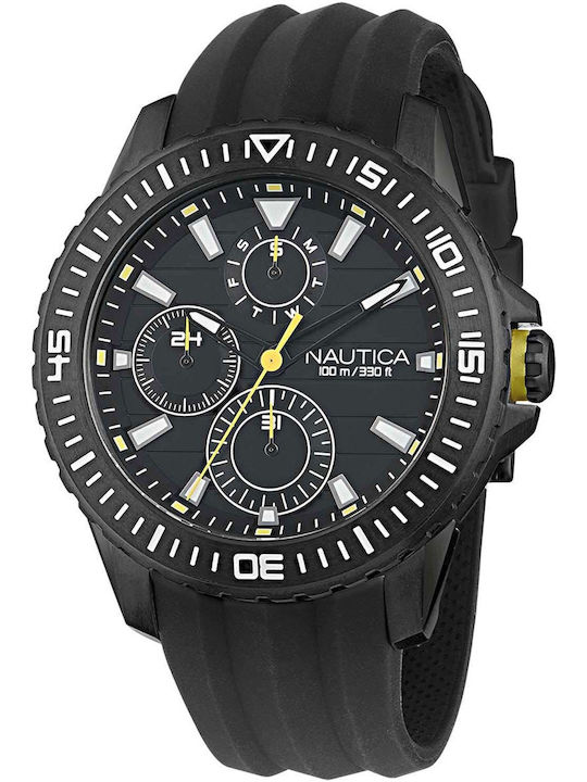 Nautica Men's Watch 44mm Battery With Yellow Rubber Strap